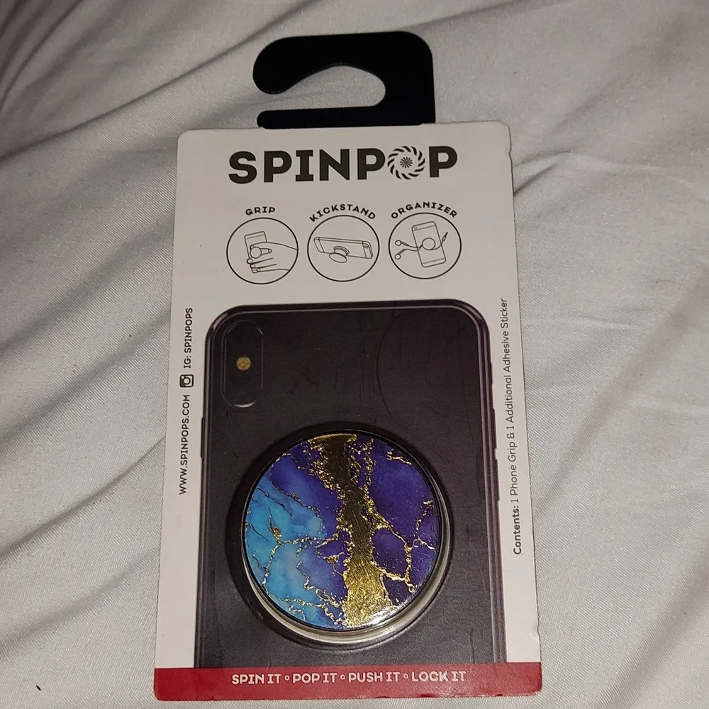 SPINPOP Collapsible Grip Kickstand Phone Tablet Purple Blue Gold Marble New